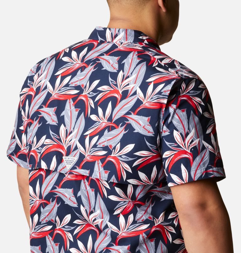 Men's Columbia PFG Trollers Best Short Sleeve Shirts Flower | Plus Size CA-EL50A